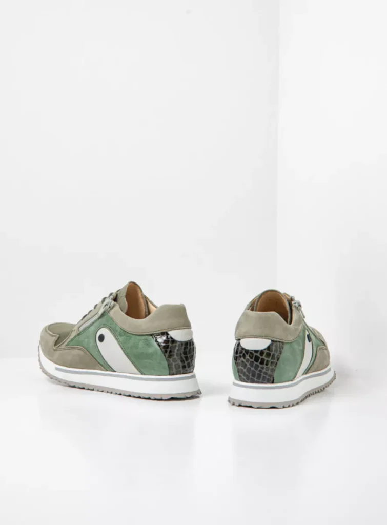 Wolky Sneakers e-Go S2F 90215 grijsgroen stretch/leer combi
