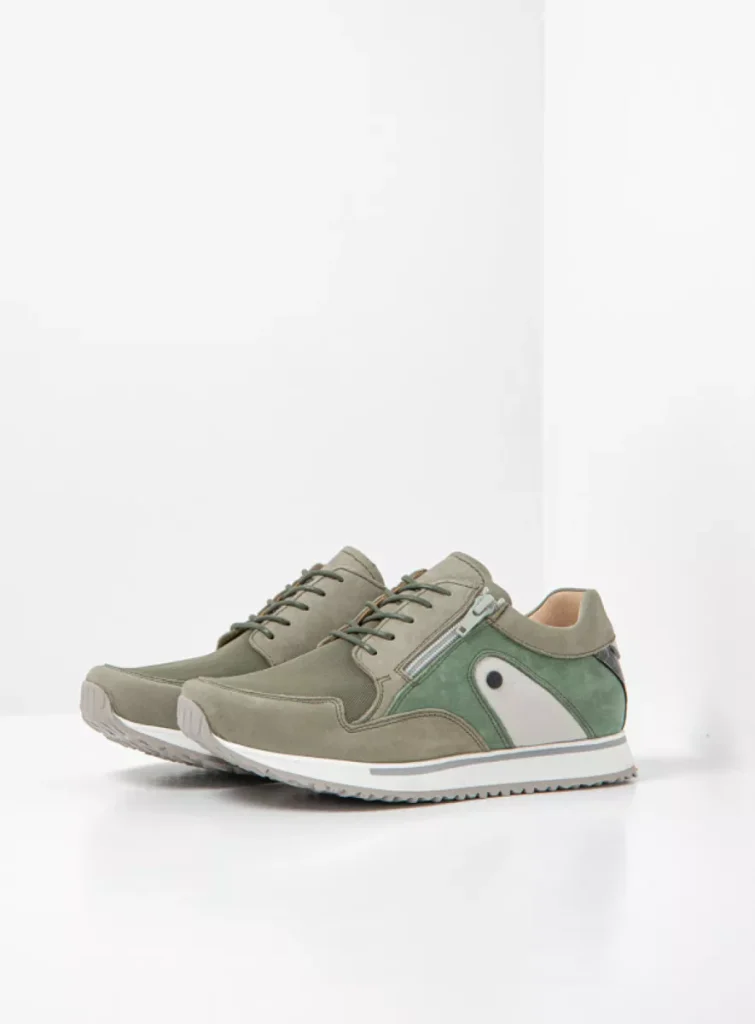 Wolky Sneakers e-Go S2F 90215 grijsgroen stretch/leer combi