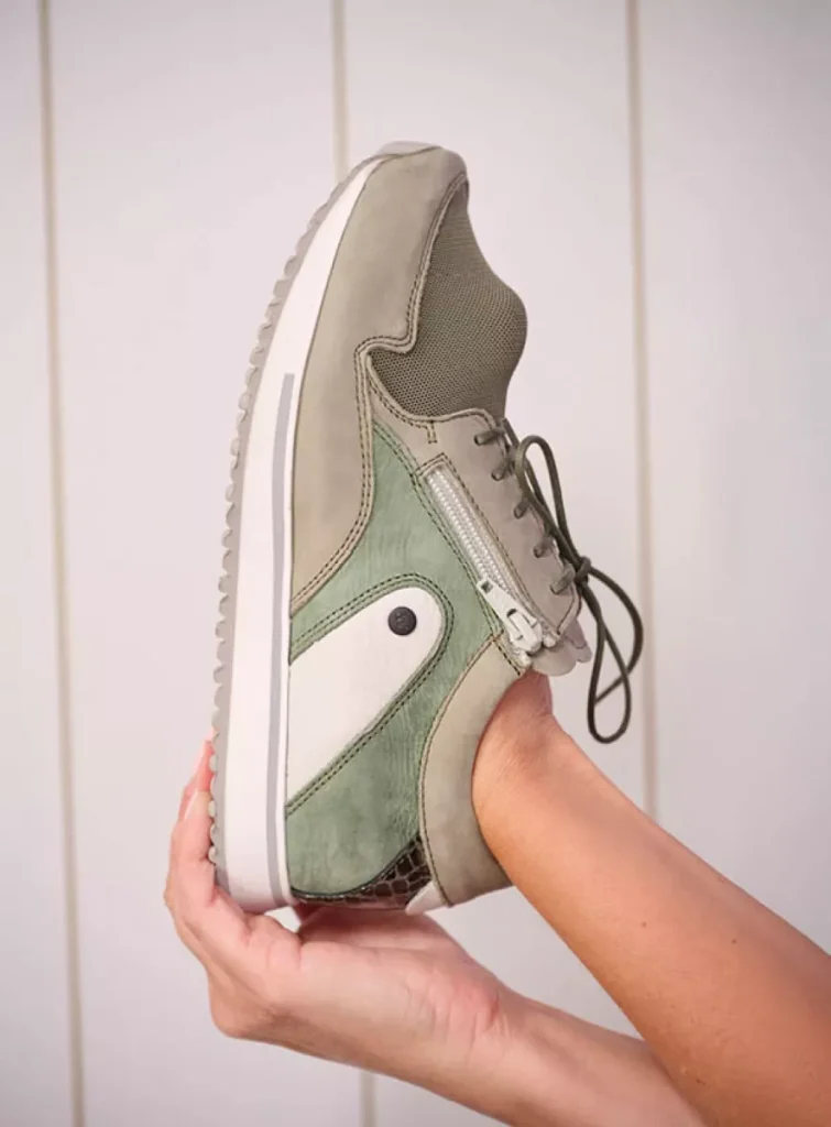 Wolky Sneakers e-Go S2F 90215 grijsgroen stretch/leer combi