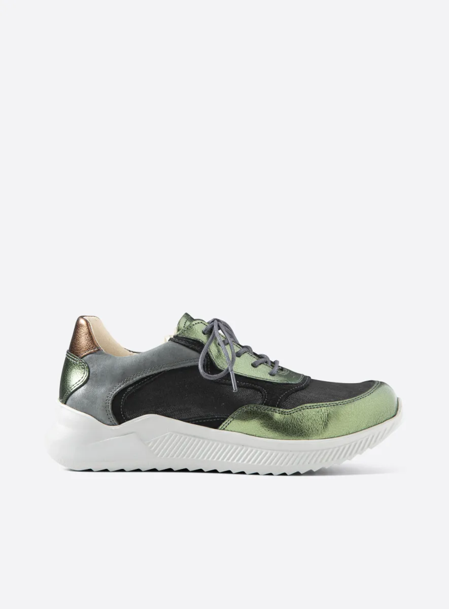 Wolky e-Way S2F - groen stretch/leer combi Sneakers voor dames