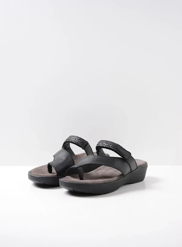 Wolky Collins - zwart leer Slippers voor dames