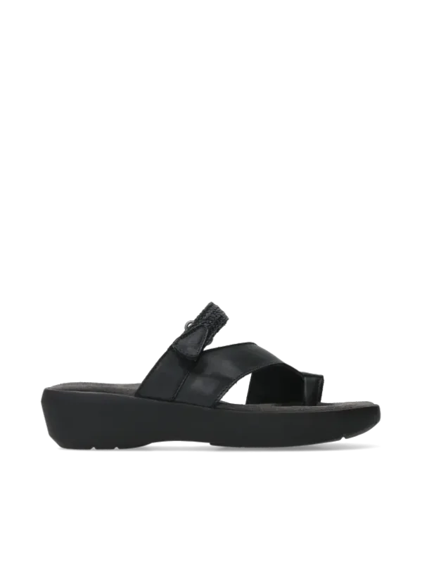 Wolky Collins - zwart leer Slippers voor dames