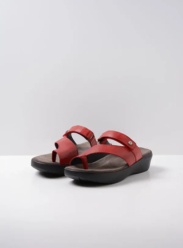 Wolky Collins - rood leer Slippers voor dames