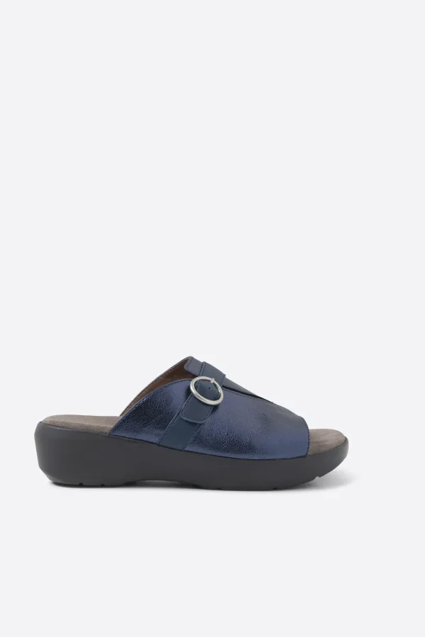 Wolky Chino - blauw metallic leer Slippers voor dames