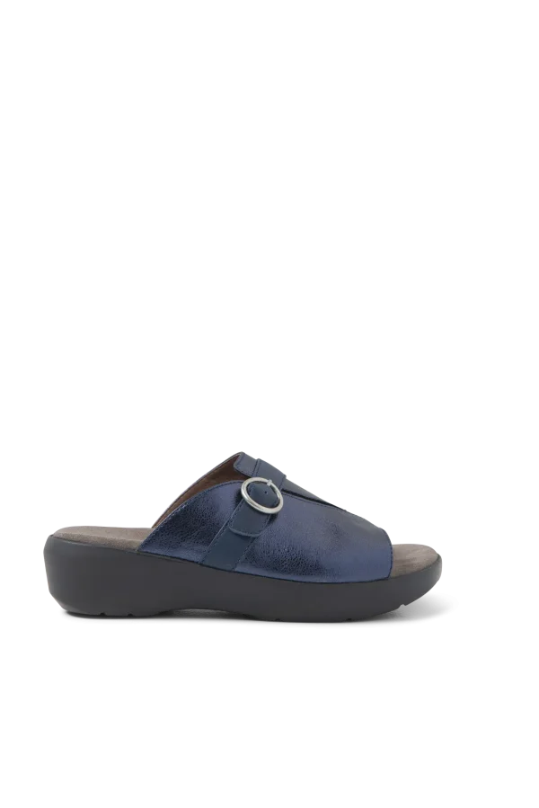 Wolky Chino - blauw metallic leer Slippers voor dames