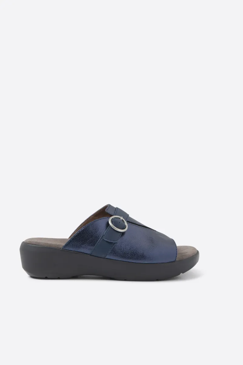 Wolky Chino - blauw metallic leer Slippers voor dames