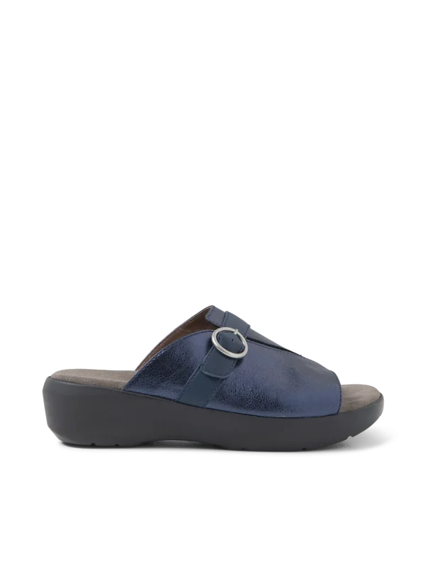 Wolky Chino - blauw metallic leer Slippers voor dames