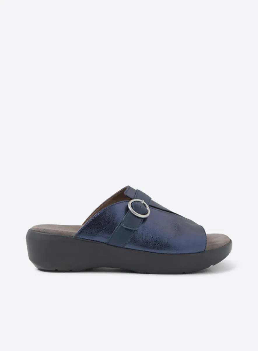 Wolky Chino - blauw metallic leer Slippers voor dames
