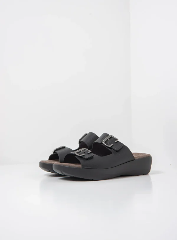 Wolky Newport - zwart vegan biocare Slippers voor dames
