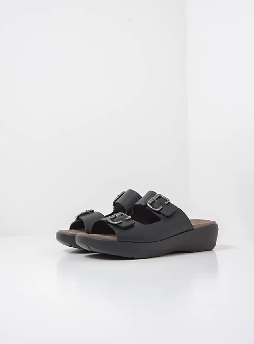 Wolky Newport - zwart vegan biocare Slippers voor dames