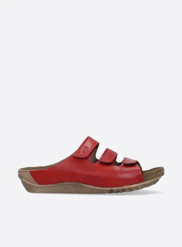 Wolky Nomad - rood geolied leer Slippers voor dames
