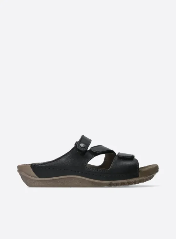 Wolky Jasper - zwart leer Slippers voor dames
