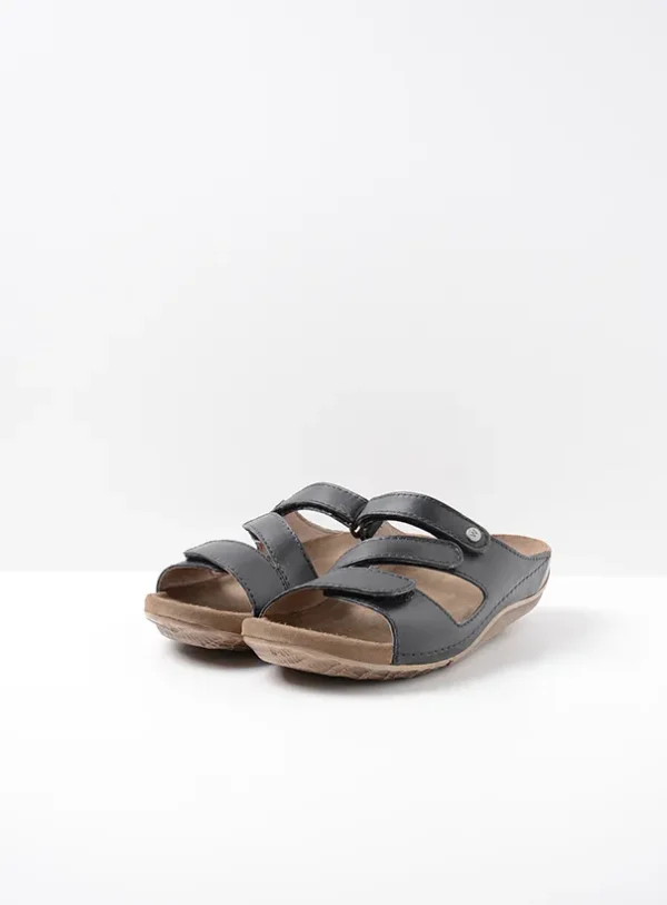 Wolky Jasper - zwart leer Slippers voor dames