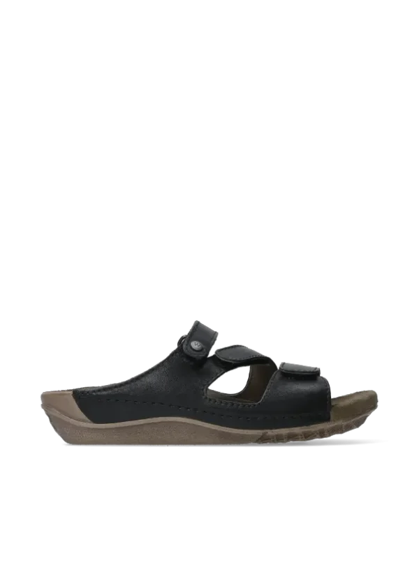 Wolky Jasper - zwart leer Slippers voor dames