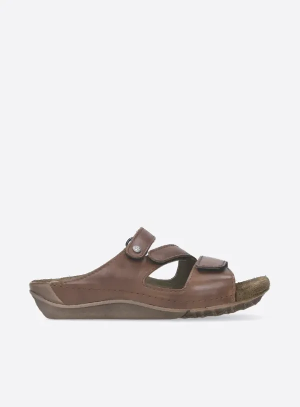 Wolky Jasper - cognac leer Slippers voor dames