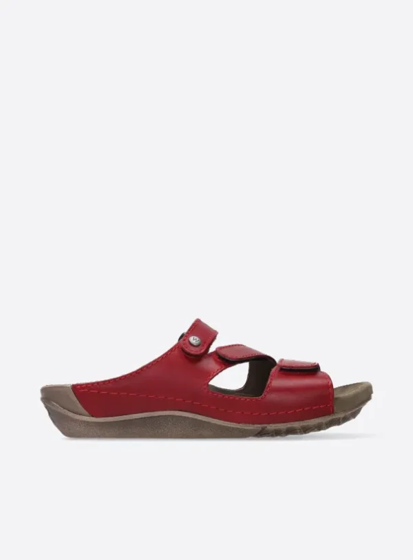 Wolky Jasper - rood leer Slippers voor dames