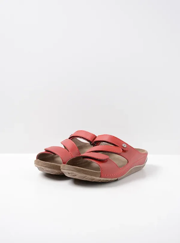 Wolky Jasper - rood leer Slippers voor dames