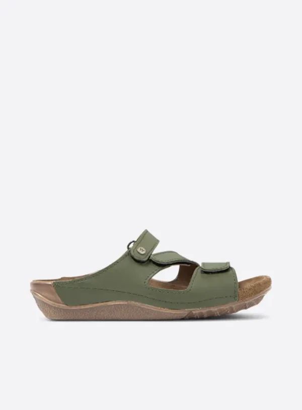 Wolky Jasper - saliegroen leer Slippers voor dames
