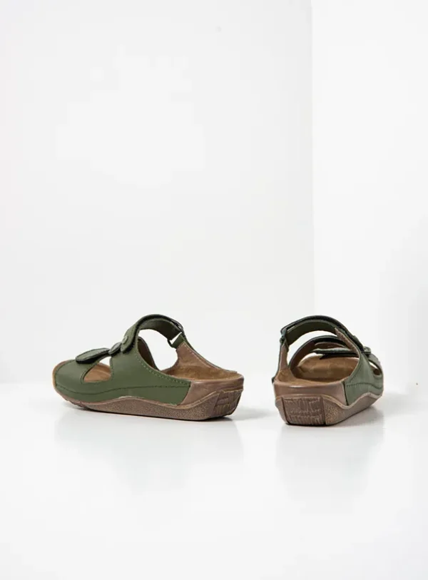 Wolky Jasper - saliegroen leer Slippers voor dames