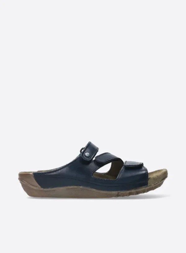 Wolky Jasper - blauw geolied leer Slippers voor dames