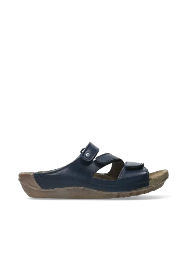 Wolky Jasper - blauw geolied leer Slippers voor dames