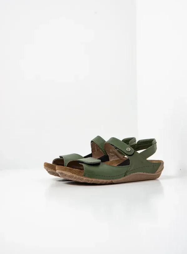 Wolky Alberta - saliegroen leer Sandalen voor dames