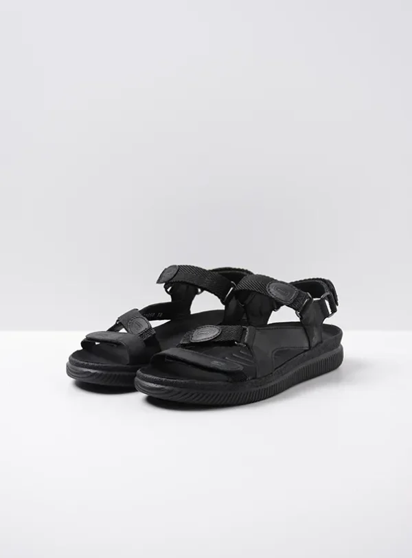 Wolky Energy Lady - zwart gevet leer Sandalen voor dames