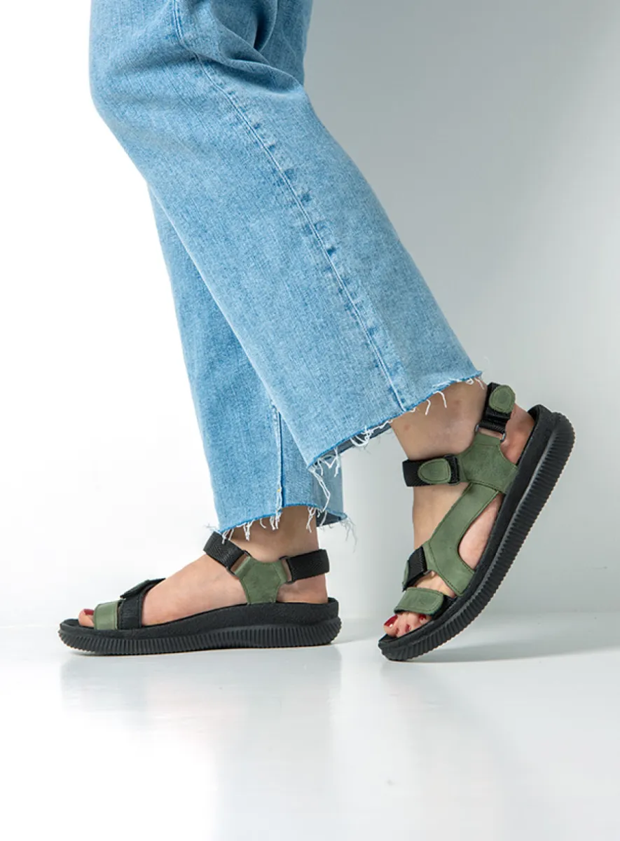 Wolky Sandalen 00710 Energy Lady 50701 saliegroen gevet leer