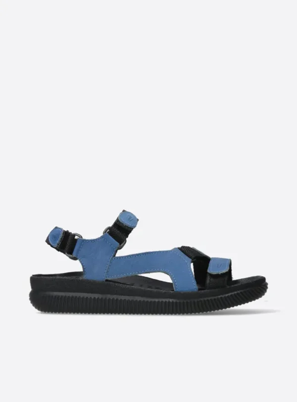 Wolky Energy Lady - jeansblauw gevet leer Sandalen voor dames