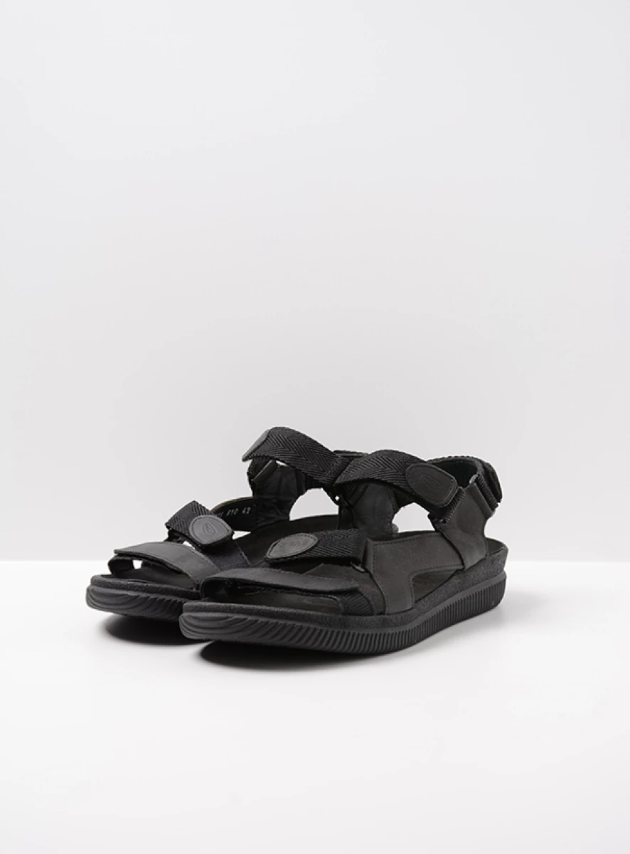 wolky sandalen 00711 energy men 50000 zwart gevet leer front