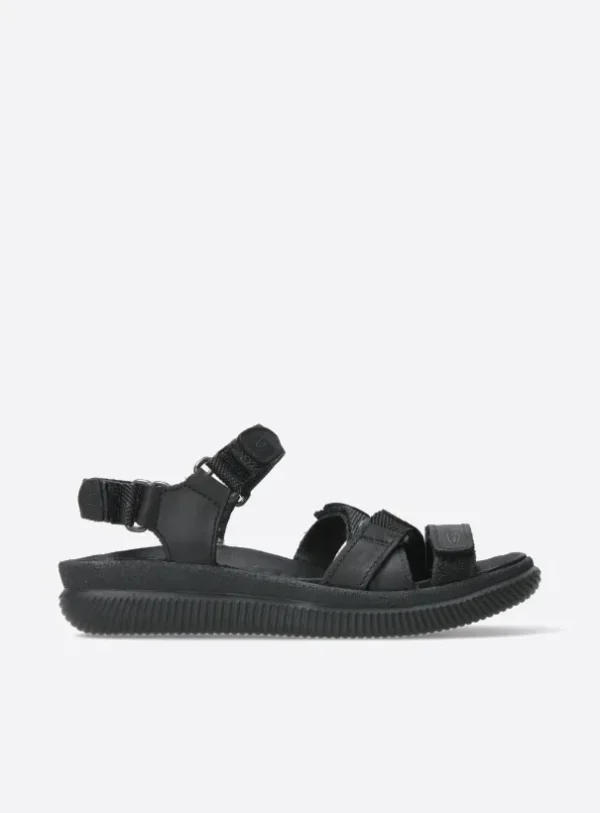 Wolky Action Lady - zwart gevet leer Sandalen voor dames