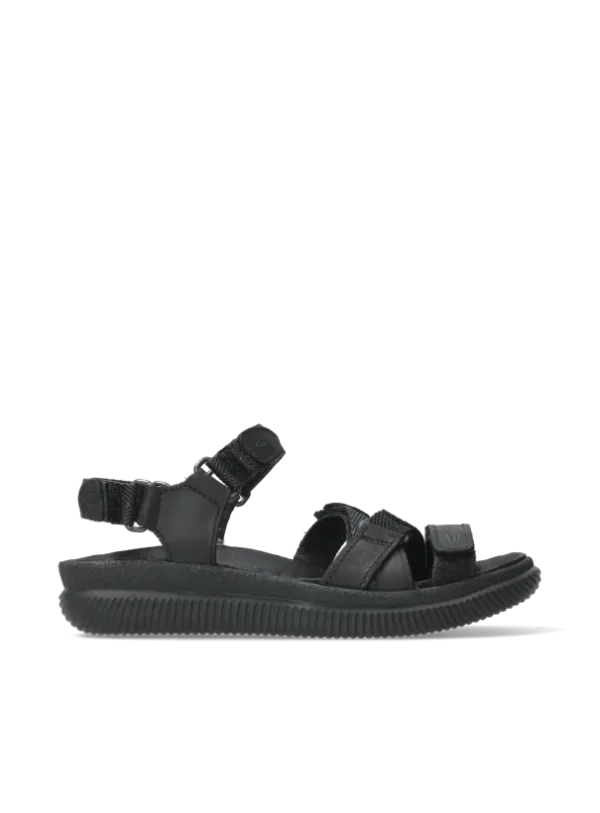 Wolky Action Lady - zwart gevet leer Sandalen voor dames