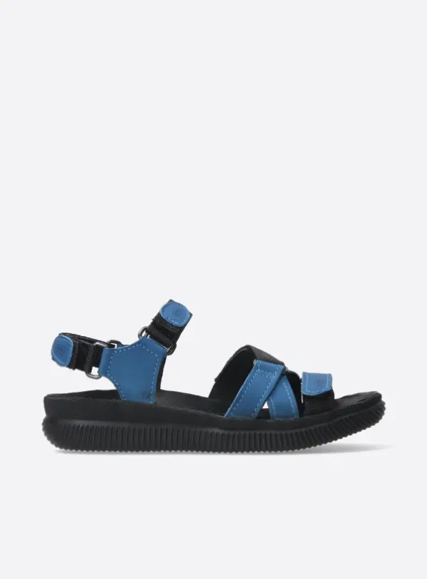 Wolky Action Lady - jeansblauw gevet leer Sandalen voor dames