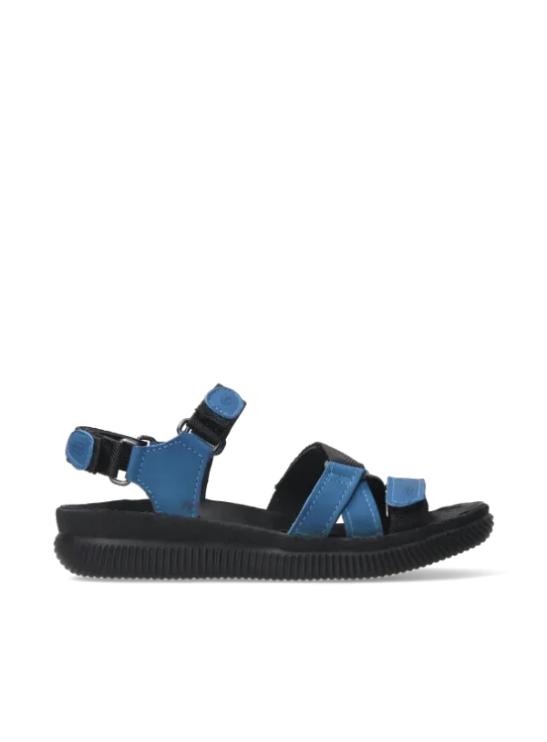 Wolky Action Lady - jeansblauw gevet leer Sandalen voor dames