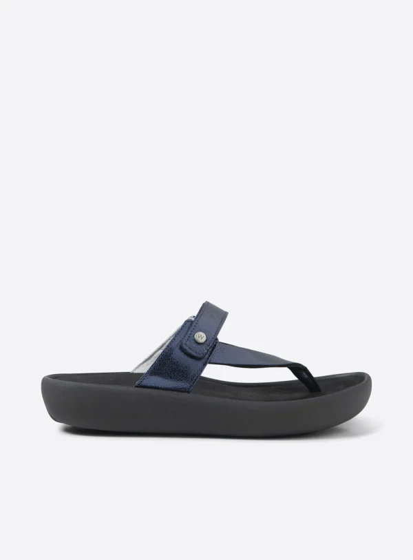 Wolky Peace - blauw metallic leer Slippers voor dames