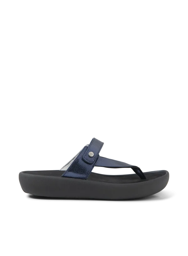 Wolky Peace - blauw metallic leer Slippers voor dames