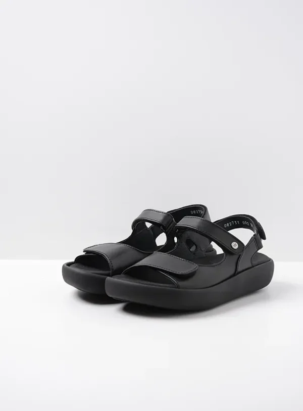 Wolky Celine - zwart leer Sandalen voor dames
