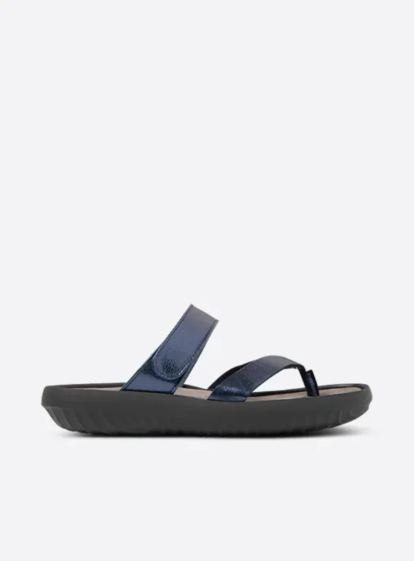 Wolky Tahiti - blauw metallic leer Slippers voor dames