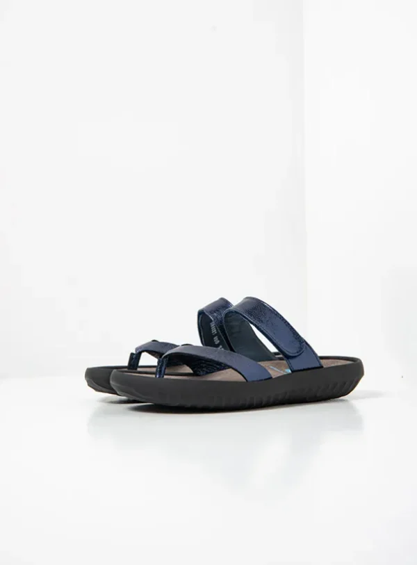 Wolky Tahiti - blauw metallic leer Slippers voor dames