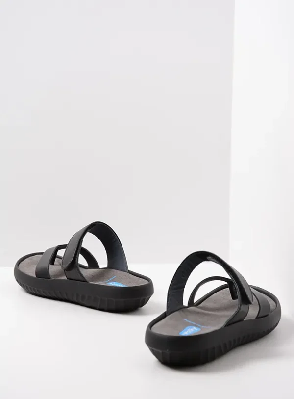Wolky Tahiti - zwart leer Slippers voor dames