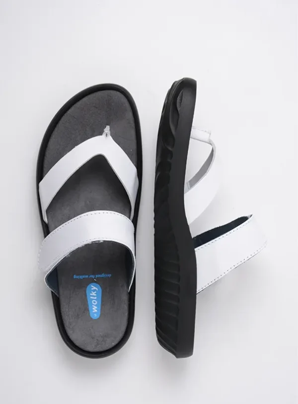 Wolky Tahiti - wit leer Slippers voor dames