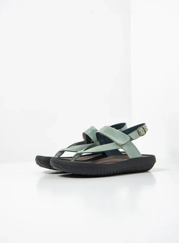 Wolky Cebu - saliegroen leer Sandalen voor dames