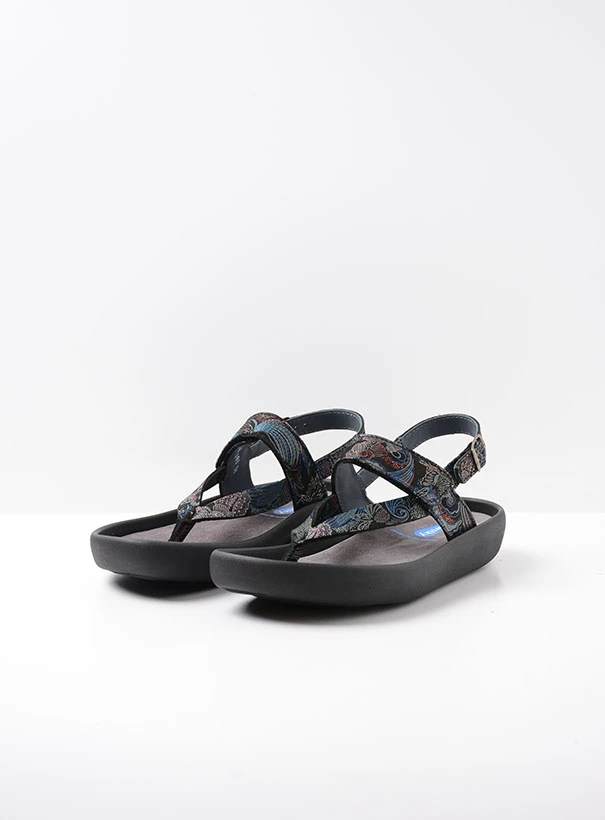 wolky sandalen 00882 cebu 68080 zwart blauw suede front