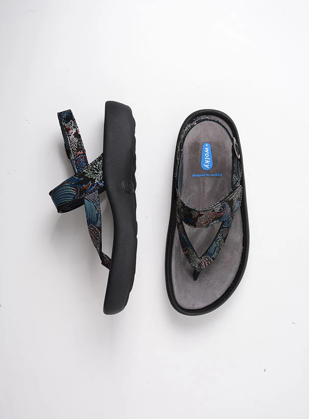 wolky sandalen 00882 cebu 68080 zwart blauw suede top