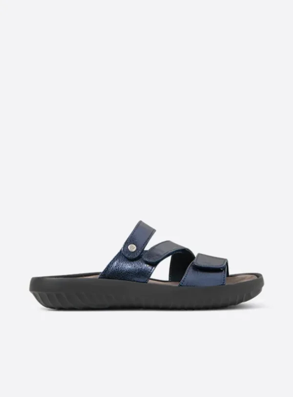Wolky Sense - blauw metallic leer Slippers voor dames