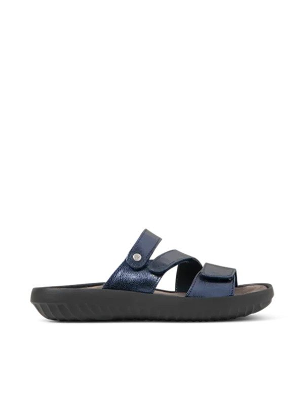 Wolky Sense - blauw metallic leer Slippers voor dames