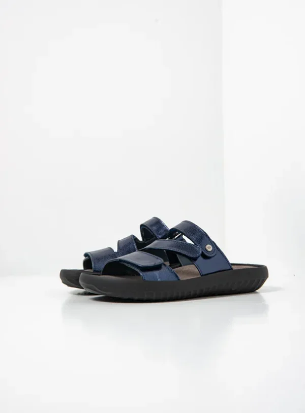 Wolky Sense - blauw metallic leer Slippers voor dames