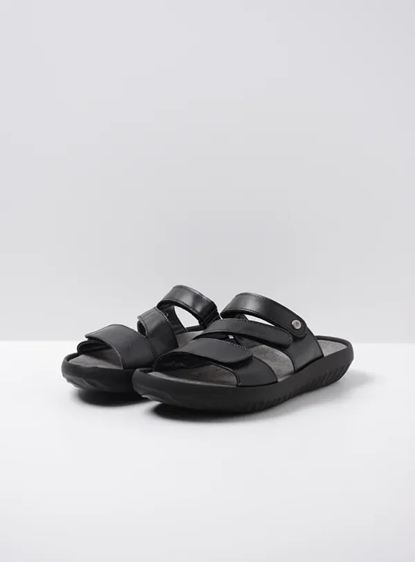 Wolky Sense - zwart leer Slippers voor dames