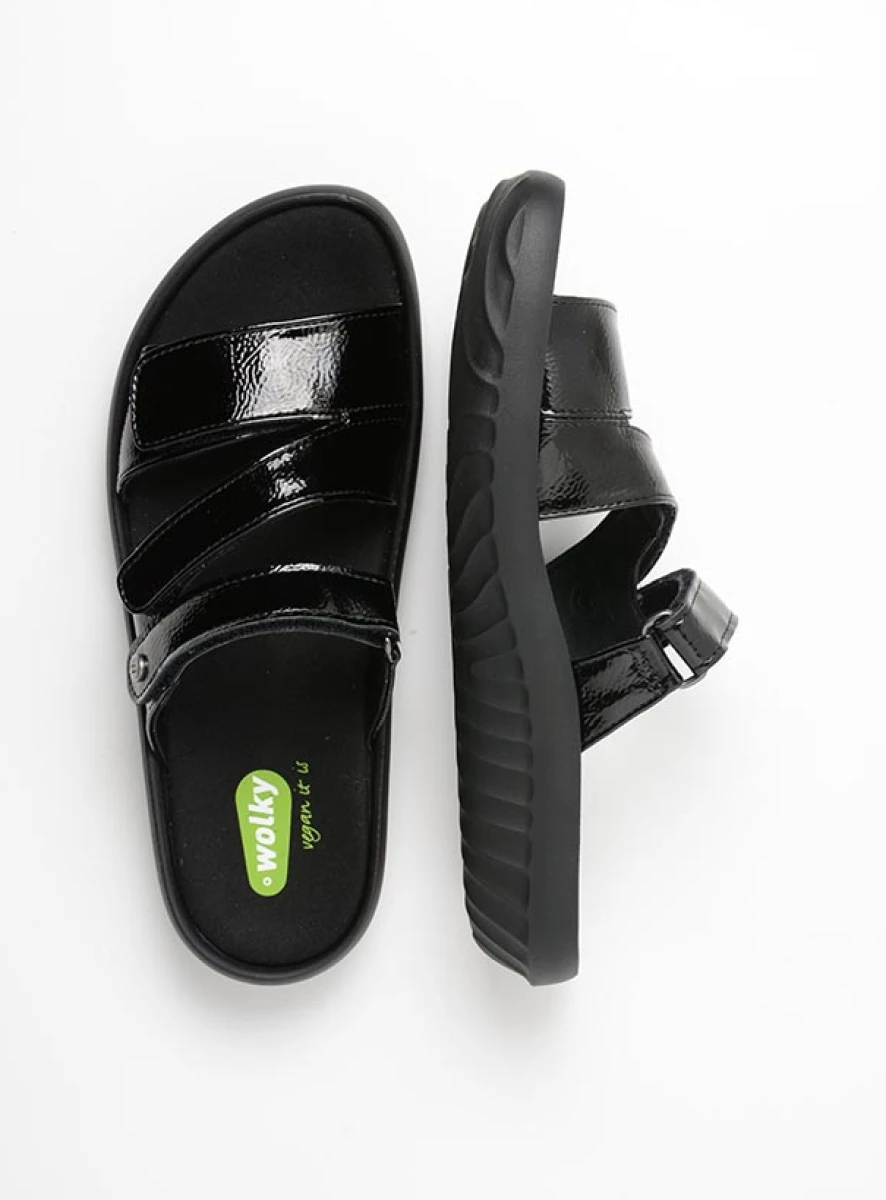 wolky slippers 00889 sense vegan 96000 zwart vegan lak top