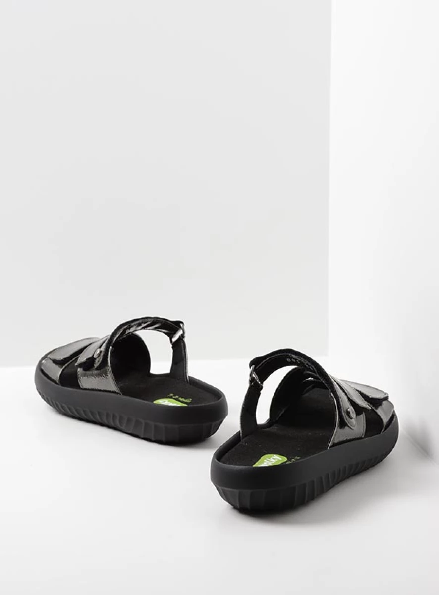 wolky slippers 00889 sense vegan 96700 grijsgroen vegan lak back